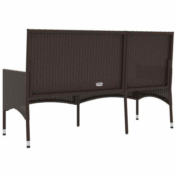 vidaXL 3-Seater Garden Bench with Cushions Brown Poly Rattan