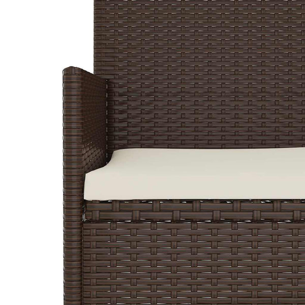 vidaXL 3-Seater Garden Bench with Cushions Brown Poly Rattan