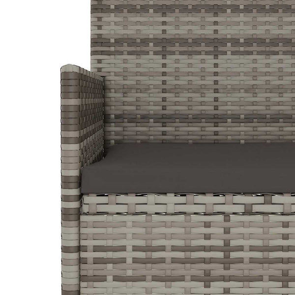vidaXL 3-Seater Garden Bench with Cushions Grey Poly Rattan
