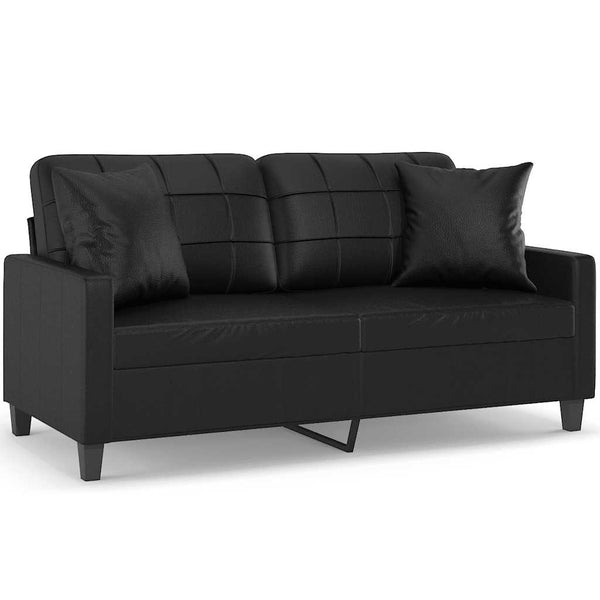 vidaXL 2-Seater Sofa with Cushions Black 140 cm Faux Leather
