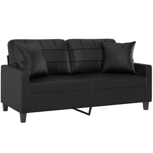 vidaXL 2-Seater Sofa with Cushions Black 140 cm Faux Leather