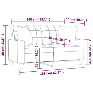 vidaXL 2-Seater Sofa with Cushions Black 140 cm Faux Leather