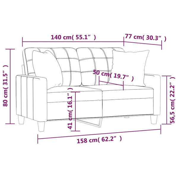 vidaXL 2-Seater Sofa with Cushions Black 140 cm Faux Leather