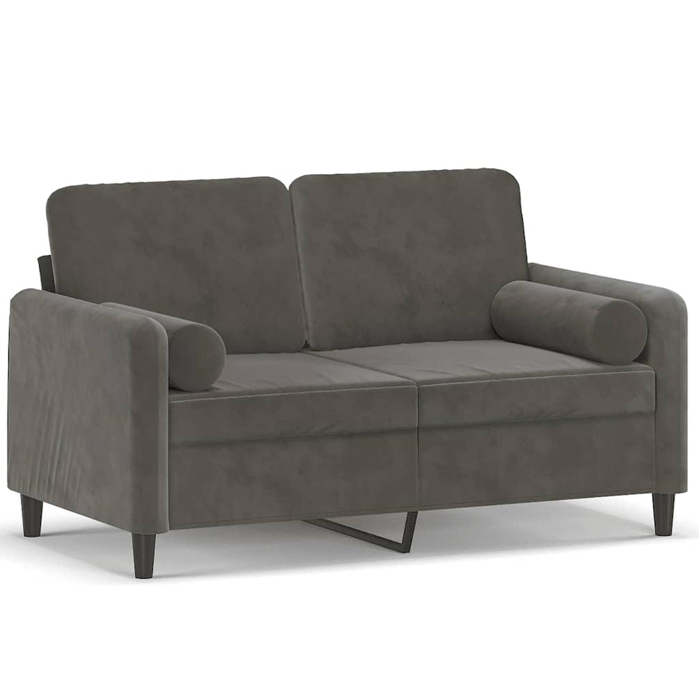 vidaXL 2-Seater Sofa with Cushions Dark Grey 120 cm Velvet