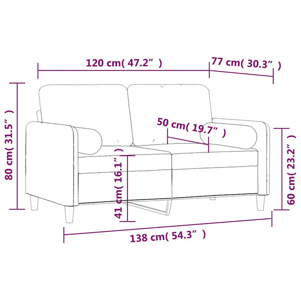 vidaXL 2-Seater Sofa with Cushions Dark Grey 120 cm Velvet
