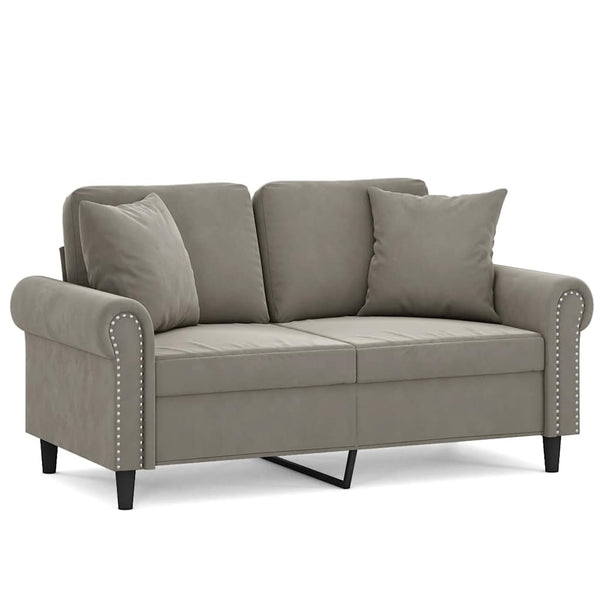 vidaXL 2-Seater Sofa with Cushions Light Grey 120 cm Velvet