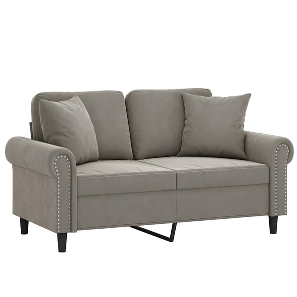 vidaXL 2-Seater Sofa with Cushions Light Grey 120 cm Velvet