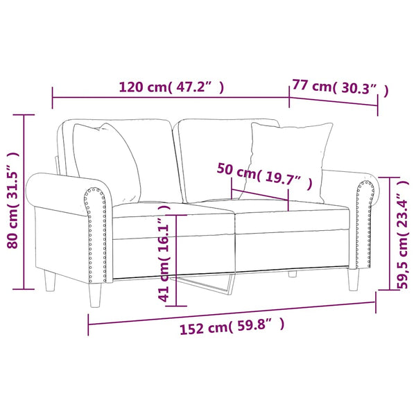 vidaXL 2-Seater Sofa with Cushions Light Grey 120 cm Velvet