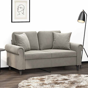 vidaXL 2-Seater Sofa with Cushions Light Grey 120 cm Velvet