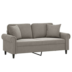 vidaXL 2-Seater Sofa with Cushions Light Grey 140 cm Velvet