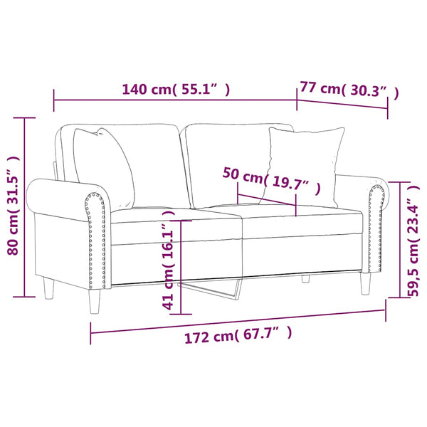 vidaXL 2-Seater Sofa with Cushions Light Grey 140 cm Velvet