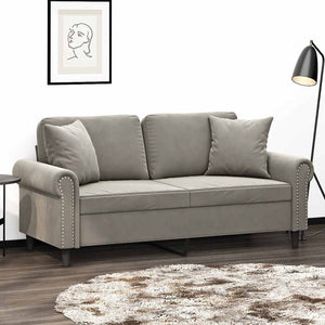 vidaXL 2-Seater Sofa with Cushions Light Grey 140 cm Velvet