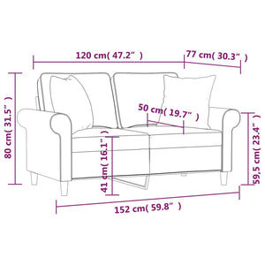 vidaXL 2-Seater Sofa with Cushions Light Grey 120 cm Fabric