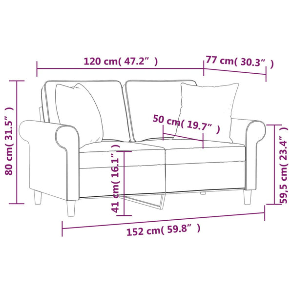 vidaXL 2-Seater Sofa with Cushions Light Grey 120 cm Fabric