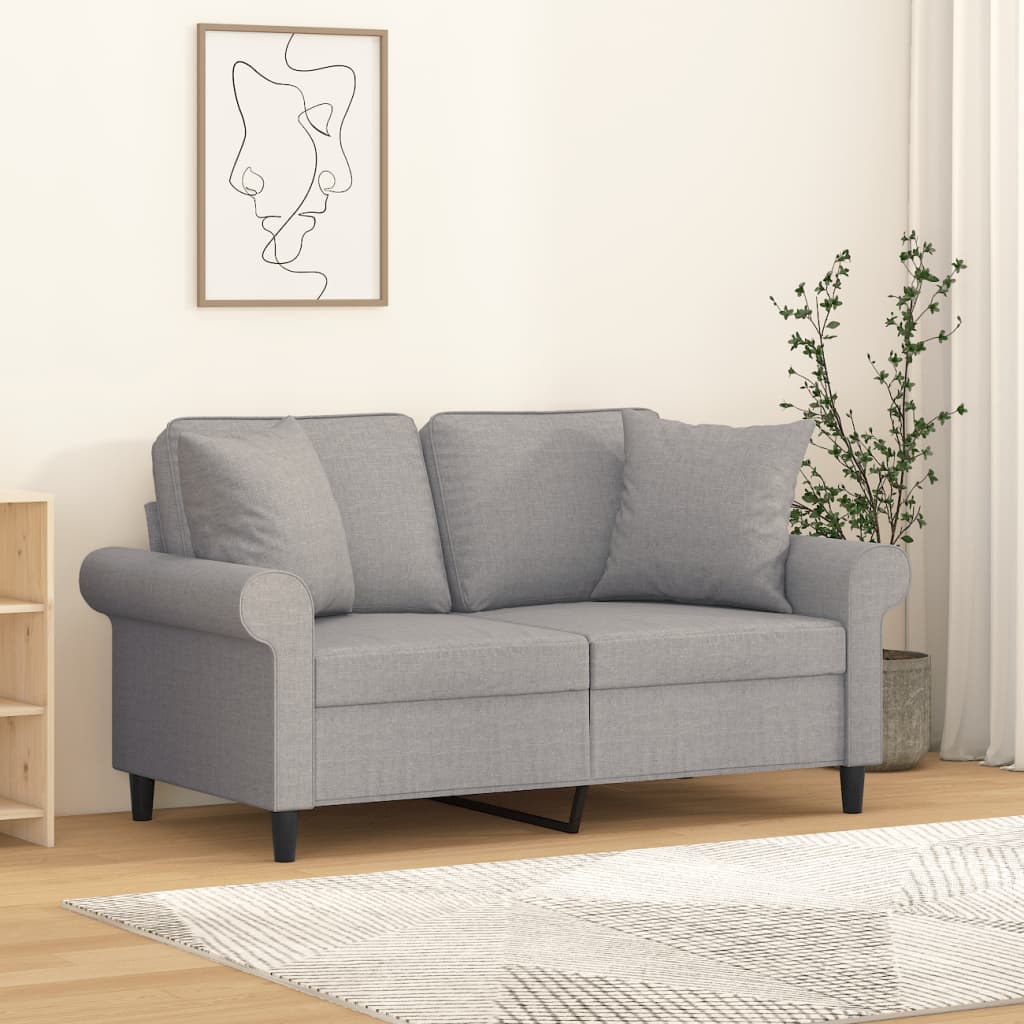 vidaXL 2-Seater Sofa with Cushions Light Grey 120 cm Fabric