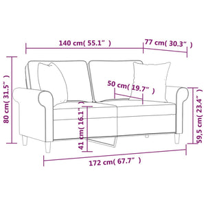 vidaXL 2-Seater Sofa with Cushions Dark Grey 140 cm Fabric