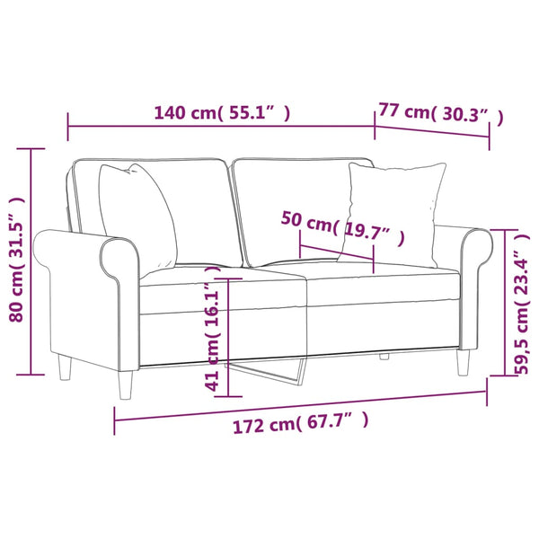 vidaXL 2-Seater Sofa with Cushions Dark Grey 140 cm Fabric