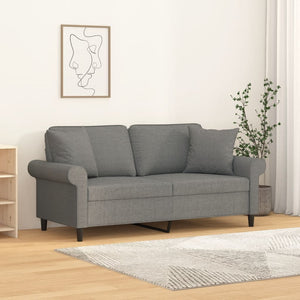vidaXL 2-Seater Sofa with Cushions Dark Grey 140 cm Fabric