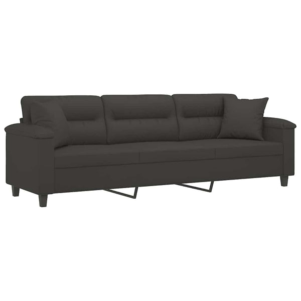 vidaXL 3-Seater Sofa with Cushions Dark Grey 210 cm Microfiber Fabric