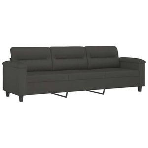 vidaXL 3-Seater Sofa with Cushions Dark Grey 210 cm Microfiber Fabric