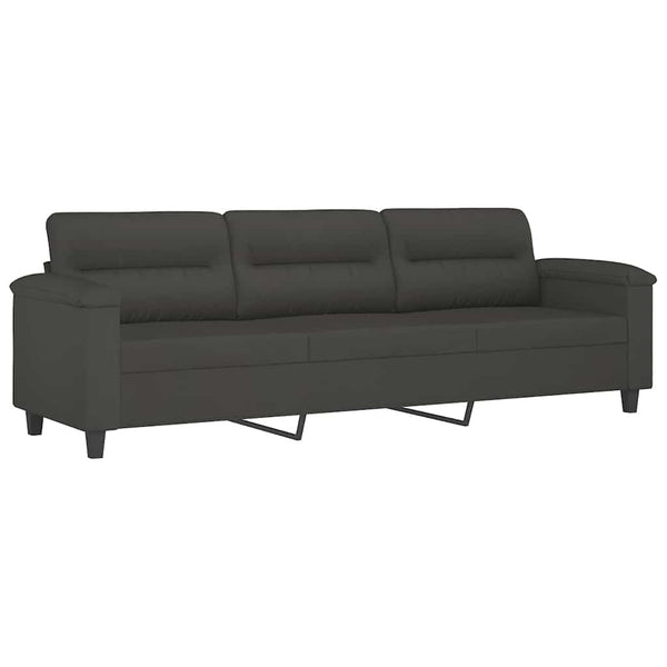 vidaXL 3-Seater Sofa with Cushions Dark Grey 210 cm Microfiber Fabric