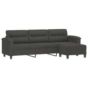 vidaXL 3-Seater Sofa with Footstool Dark Grey 210 cm Microfiber Fabric