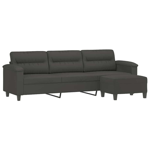 vidaXL 3-Seater Sofa with Footstool Dark Grey 210 cm Microfiber Fabric