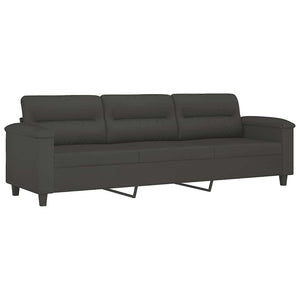vidaXL 3-Seater Sofa with Footstool Dark Grey 210 cm Microfiber Fabric