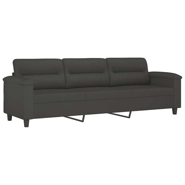 vidaXL 3-Seater Sofa with Footstool Dark Grey 210 cm Microfiber Fabric