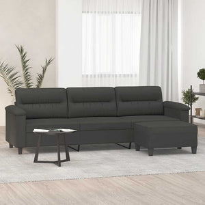 vidaXL 3-Seater Sofa with Footstool Dark Grey 210 cm Microfiber Fabric