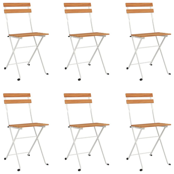 vidaXL Bistro Chairs 6 pcs. Foldable Solid Acacia Wood and Steel