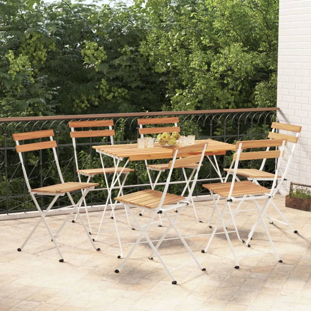 vidaXL Bistro Chairs 6 pcs. Foldable Solid Acacia Wood and Steel