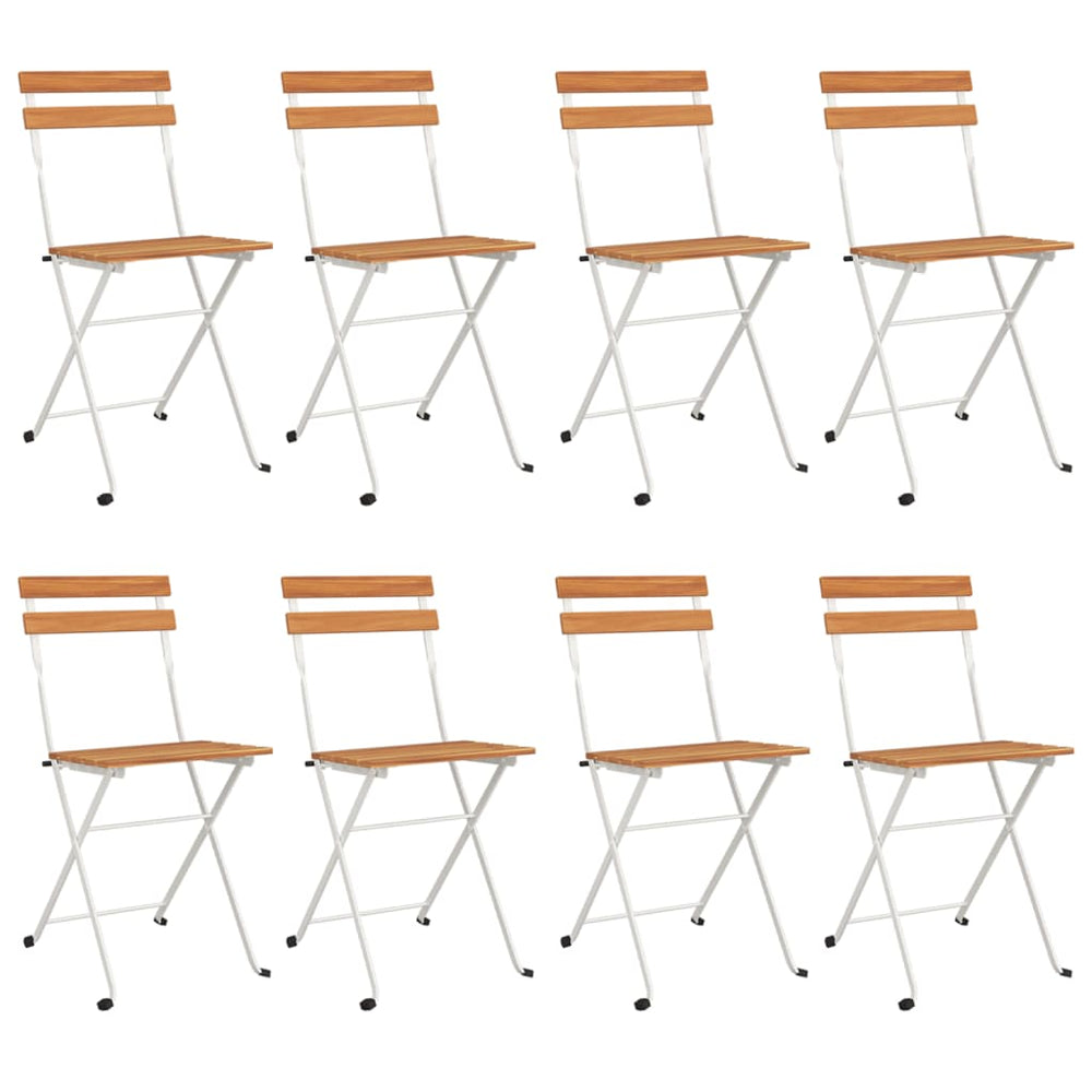 vidaXL Bistros Chairs 8 pcs. Foldable Solid Acacia Wood and Steel