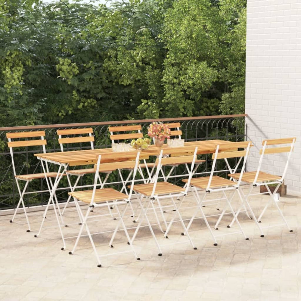 vidaXL Bistros Chairs 8 pcs. Foldable Solid Acacia Wood and Steel