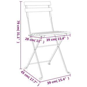 vidaXL Bistro Chairs 6 pcs. Foldable Solid Teak Wood and Steel