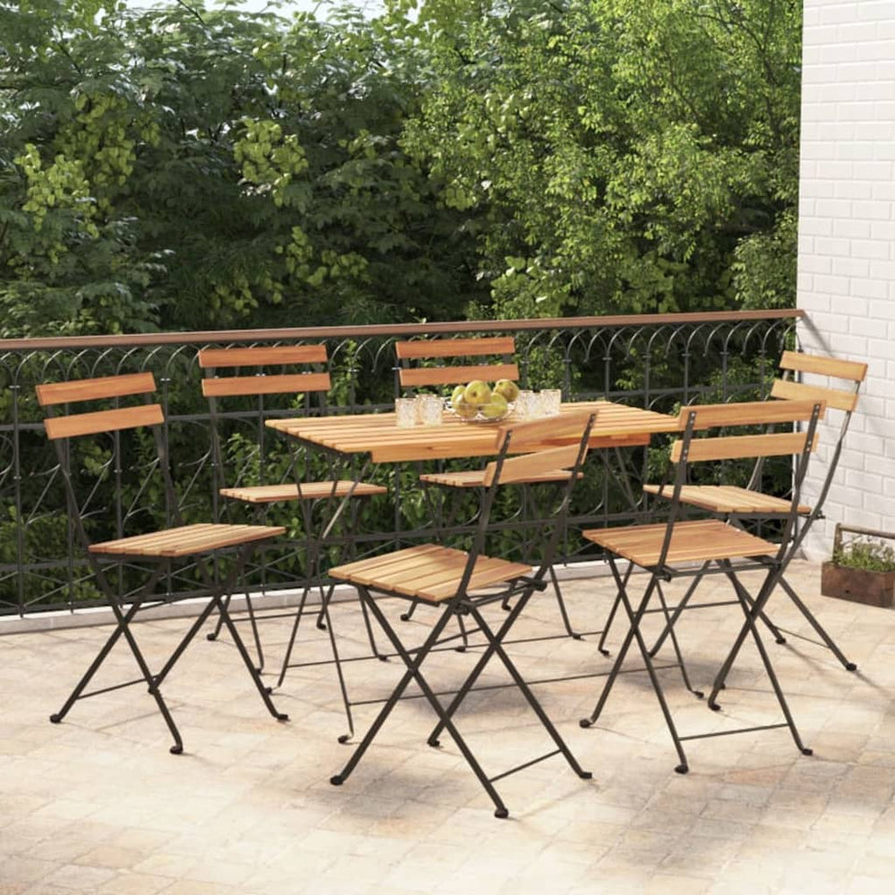 vidaXL Bistro Chairs 6 pcs. Foldable Solid Teak Wood and Steel