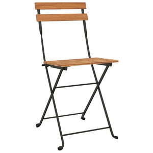 vidaXL Bistro Chairs 8 pcs. Foldable Solid Teak Wood and Steel