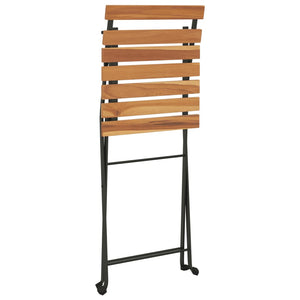 vidaXL Bistro Chairs 8 pcs. Foldable Solid Teak Wood and Steel