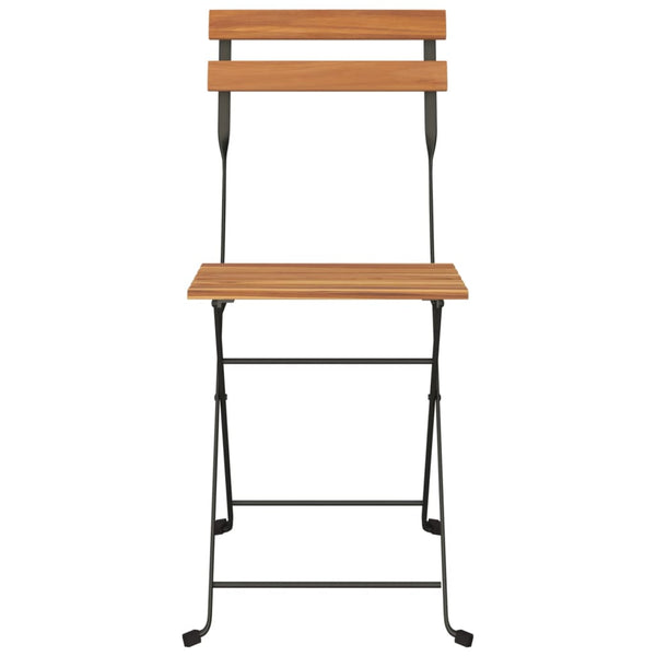 vidaXL Bistro Chairs 8 pcs. Foldable Solid Teak Wood and Steel