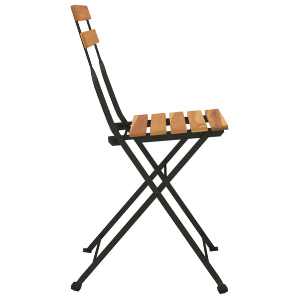 vidaXL Bistro Chairs 8 pcs. Foldable Solid Teak Wood and Steel