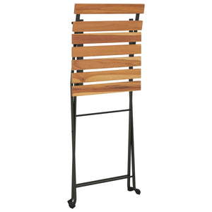vidaXL Bistro Chairs 8 pcs. Foldable Solid Teak Wood and Steel