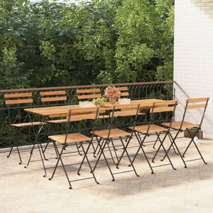 vidaXL Bistro Chairs 8 pcs. Foldable Solid Teak Wood and Steel