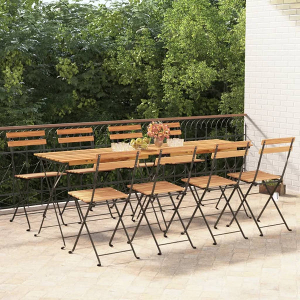 vidaXL Bistro Chairs 8 pcs. Foldable Solid Teak Wood and Steel
