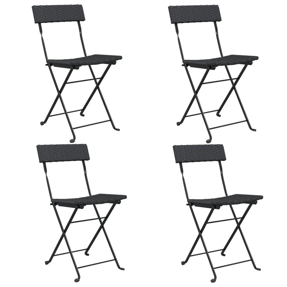vidaXL Bistro Chairs 4 pcs. Foldable Black Poly Rattan and Steel