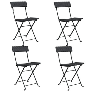 vidaXL Bistro Chairs 4 pcs. Foldable Black Poly Rattan and Steel