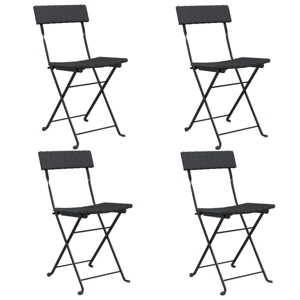 vidaXL Bistro Chairs 4 pcs. Foldable Black Poly Rattan and Steel