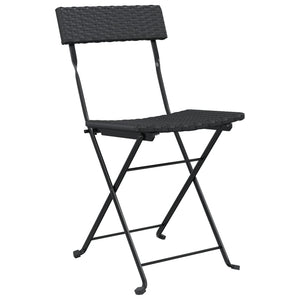 vidaXL Bistro Chairs 4 pcs. Foldable Black Poly Rattan and Steel