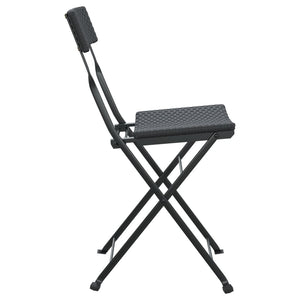 vidaXL Bistro Chairs 4 pcs. Foldable Black Poly Rattan and Steel