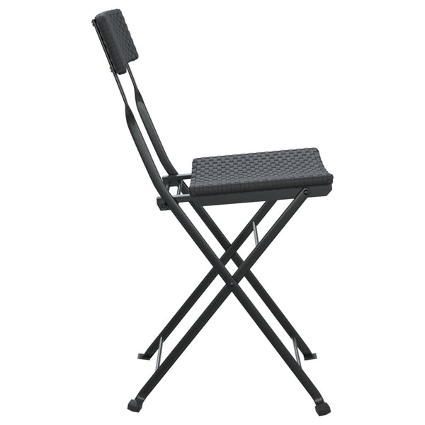 vidaXL Bistro Chairs 4 pcs. Foldable Black Poly Rattan and Steel