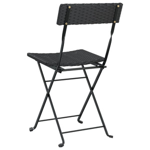 vidaXL Bistro Chairs 4 pcs. Foldable Black Poly Rattan and Steel